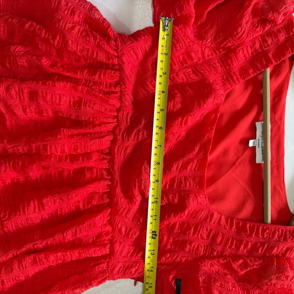 L'Academie Rene Babydoll Puff Sleeve Mini Dress Poppy Red XS - Picture 7 of 10